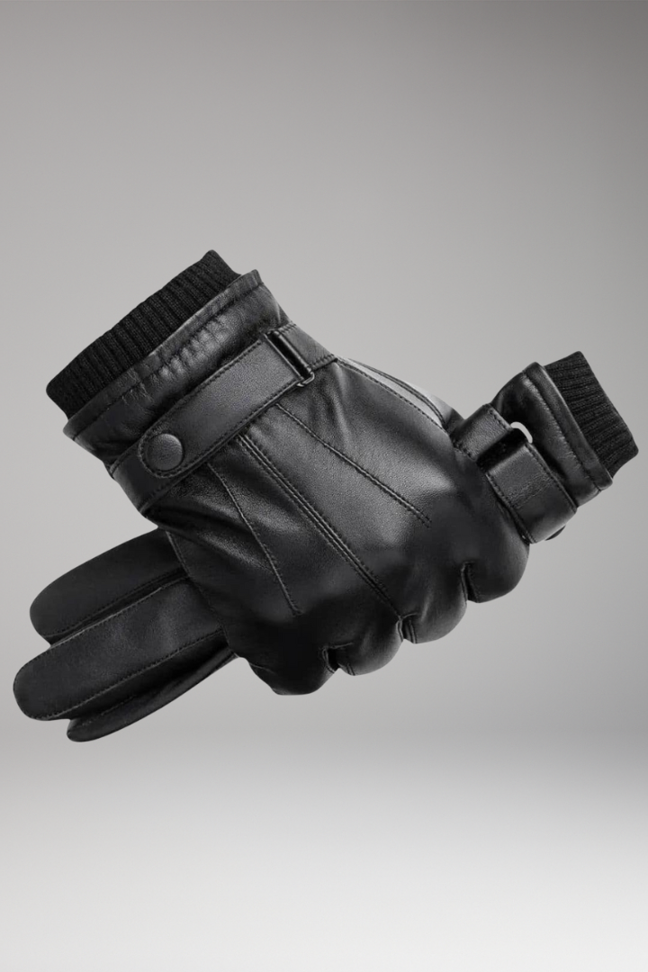 Men's Insulated Gloves Adjustable Strap Ribbed Cuff