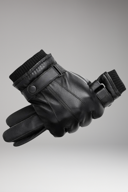 Men's Insulated Gloves Adjustable Strap Ribbed Cuff