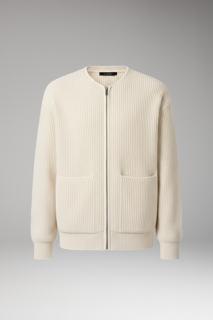 Men's Ribbed Jacket Front Zip Closure