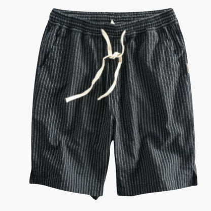 Men's Striped Knee-Length Shorts Elastic Waistband
