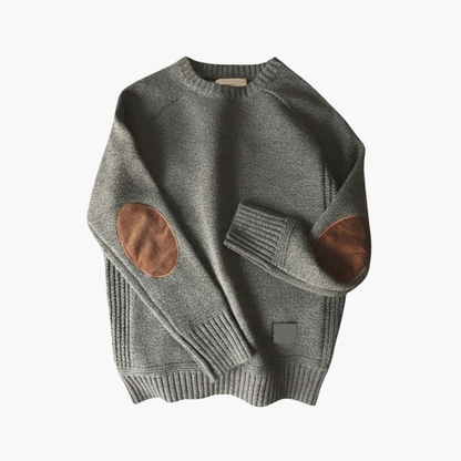 Men's Knit Sweater Long Sleeves Elbow Patches