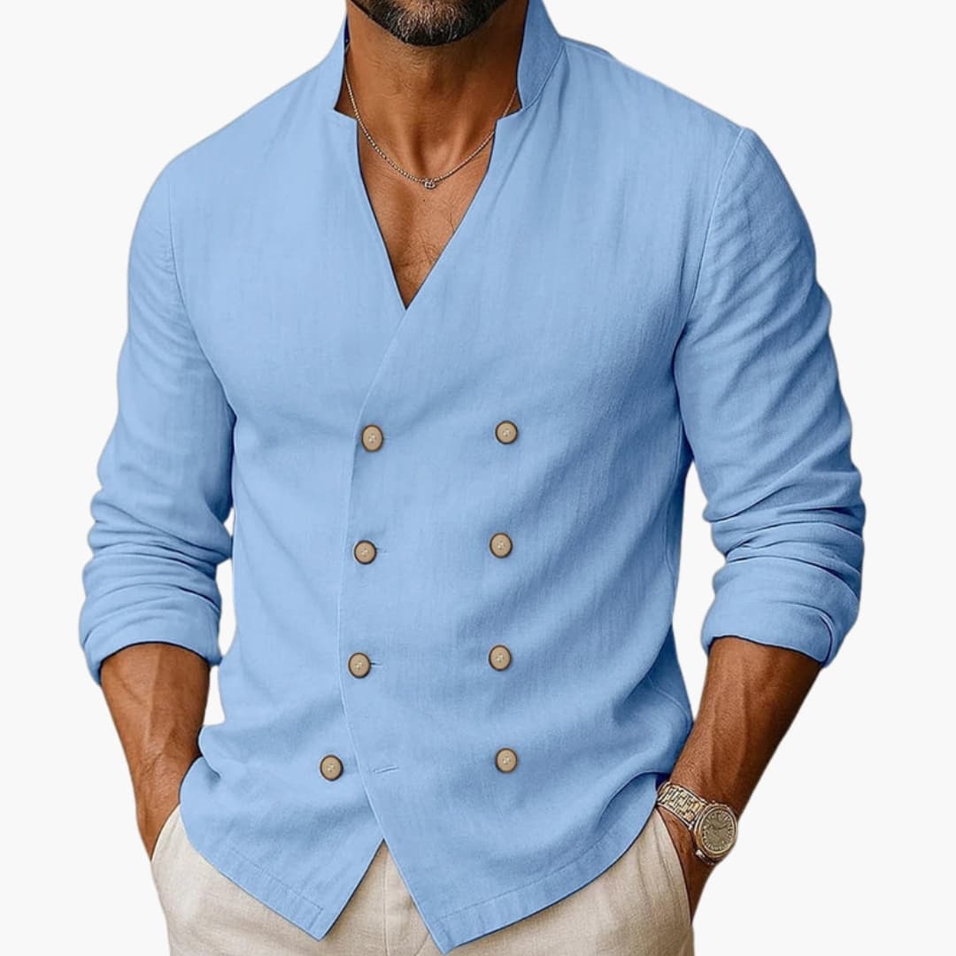 Men's Long Sleeve Double Placket Dress Shirt
