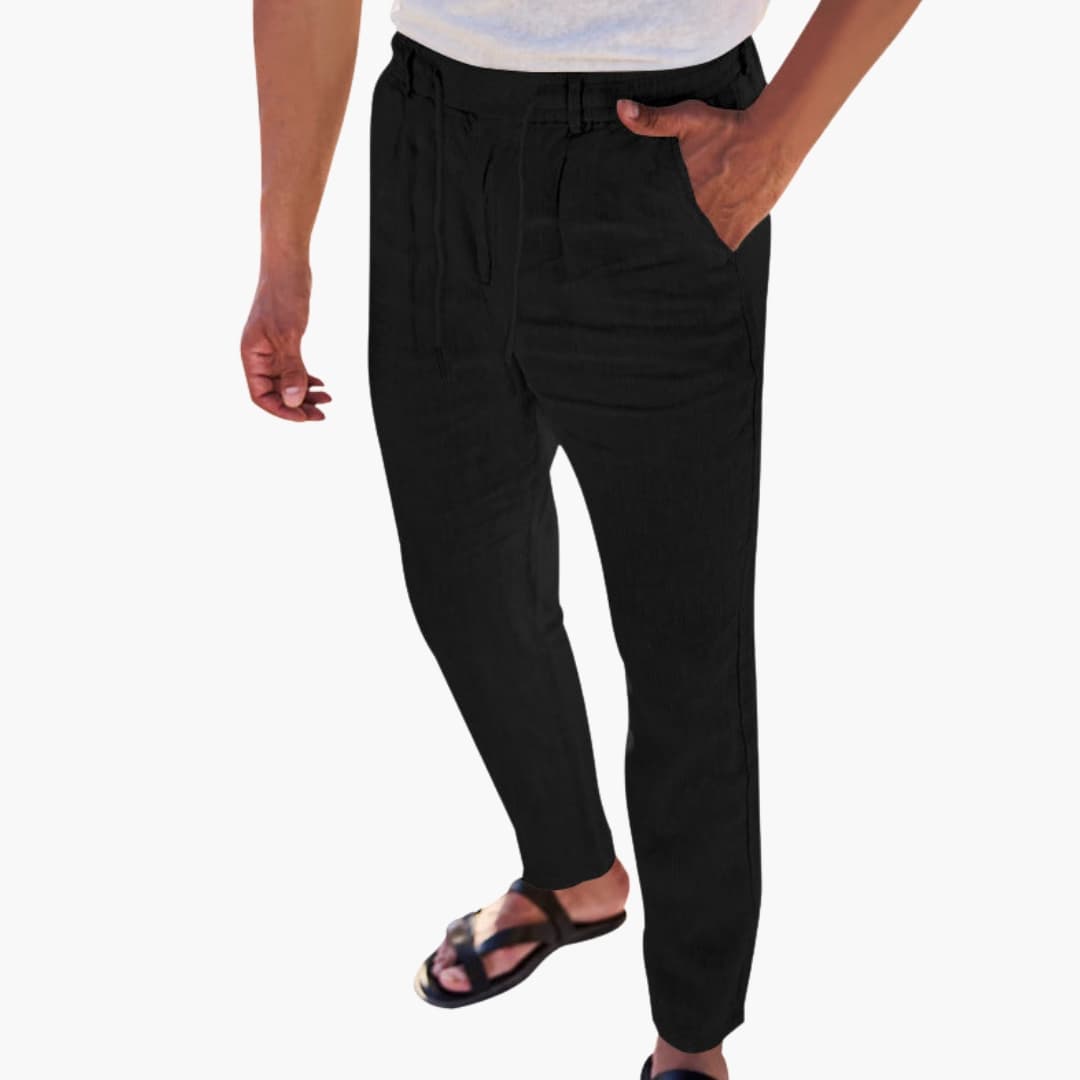 Men's Elastic Waist Pants With Side Pockets
