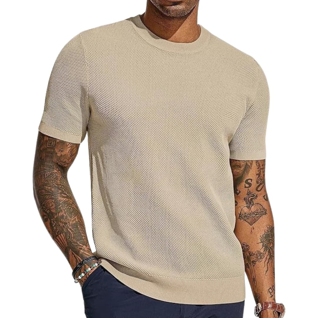 Men's Mesh Crew Neck Short Sleeve T-Shirt