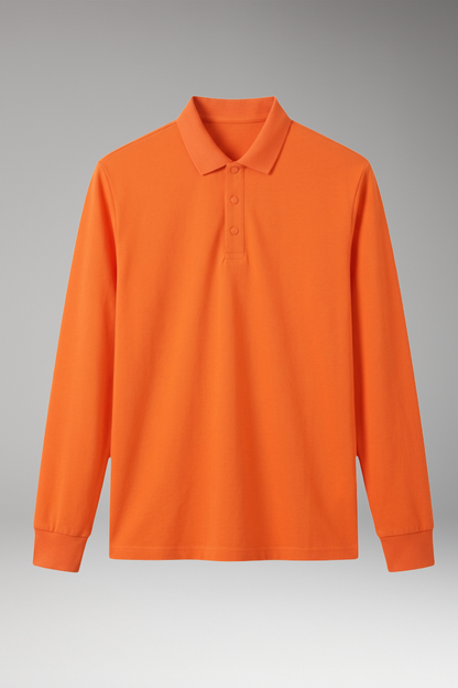 Men's Polo Shirt Long Sleeve Button Collar