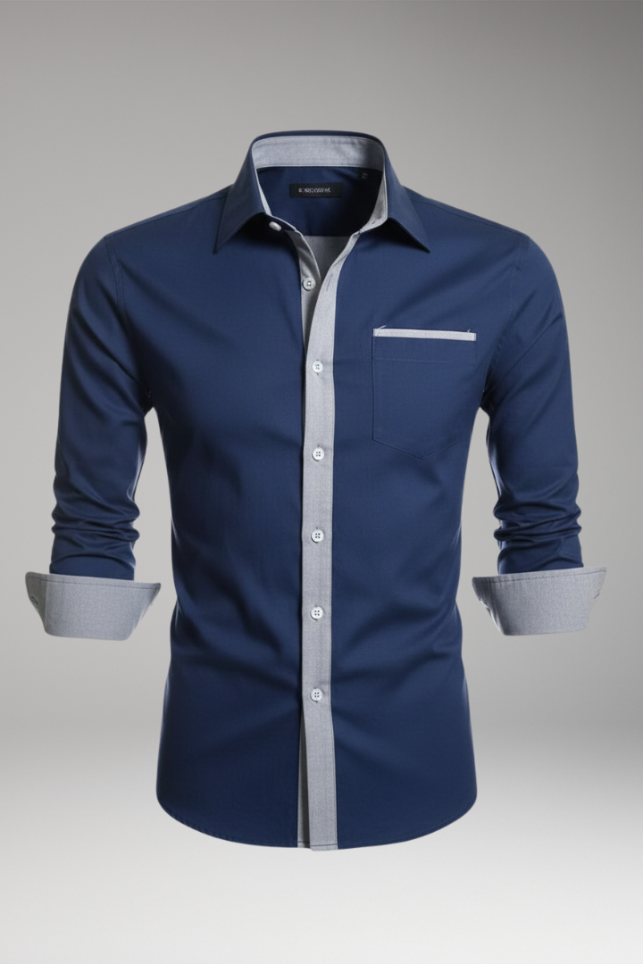 Men's Dress Shirt Contrasting Collar Cuffs