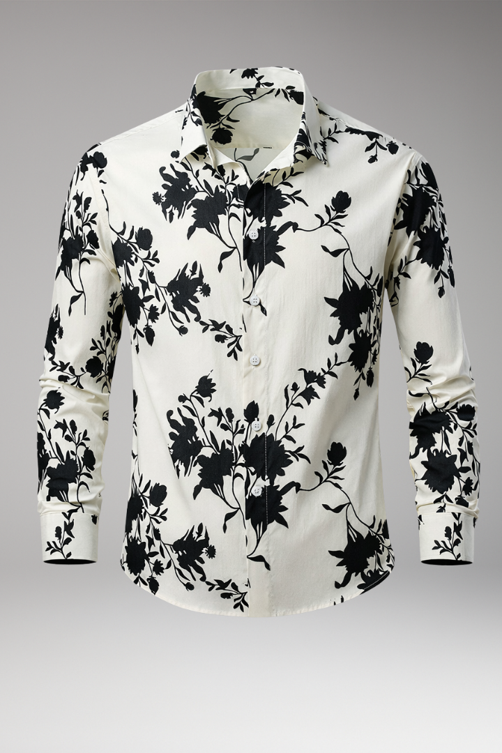 Men's Floral Print Button Front Shirt
