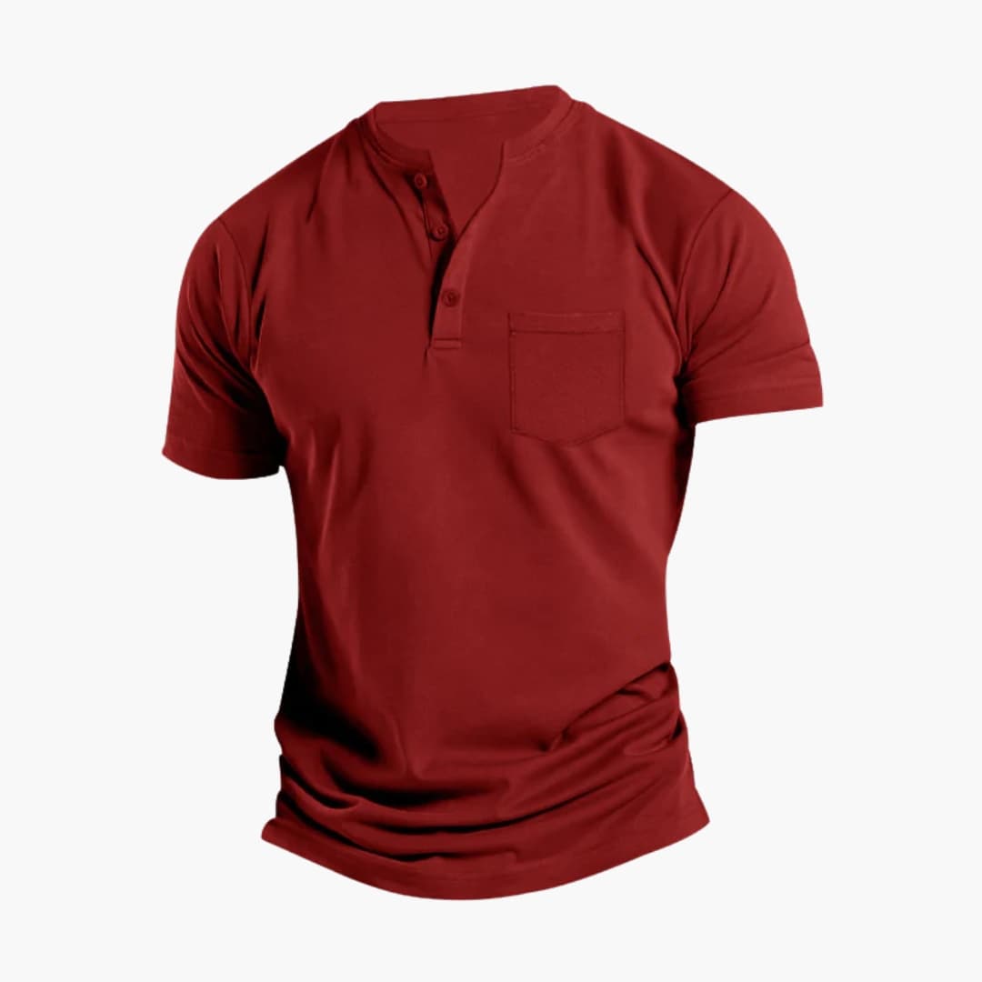 Men's Short Sleeve Henley Shirt Chest Pocket
