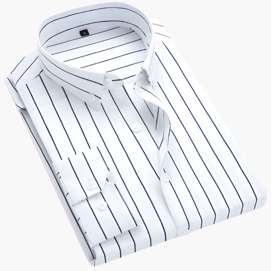 Men's Long Sleeve Button-Down Striped Shirt