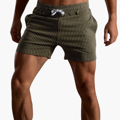 Men's Striped Elastic Waist Shorts