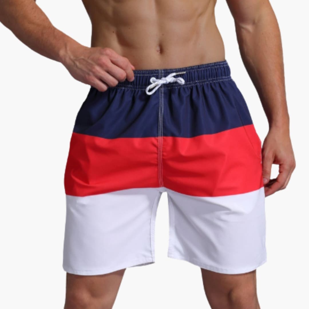 Men's Striped Swim Trunks Drawstring Waist
