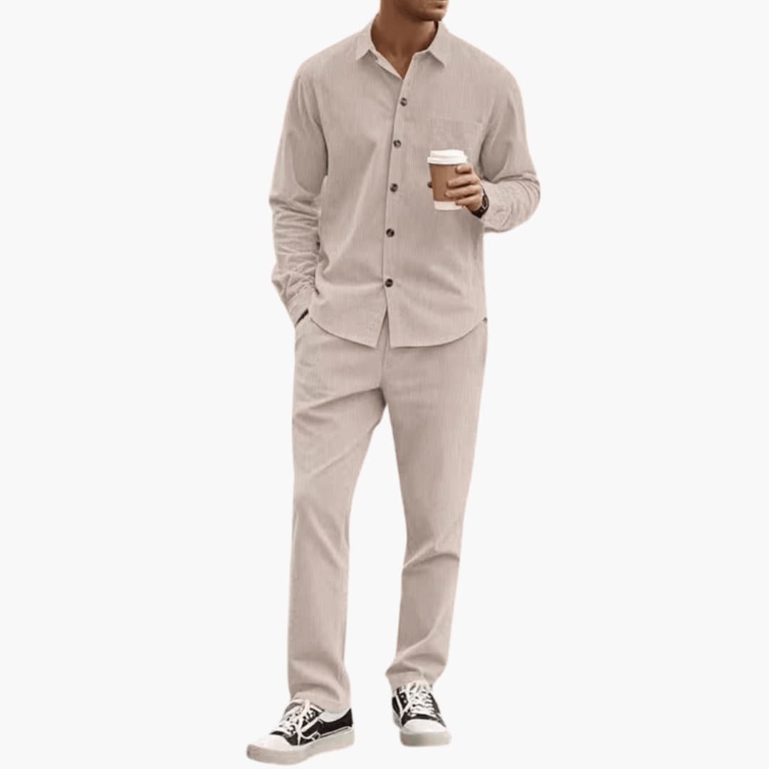 Men's Striped 2-Piece Set Long Sleeve Shirt and Pants