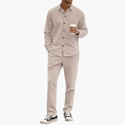 Men's Striped 2-Piece Set Long Sleeve Shirt and Pants