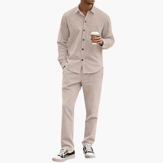 Men's Striped 2-Piece Set Long Sleeve Shirt and Pants