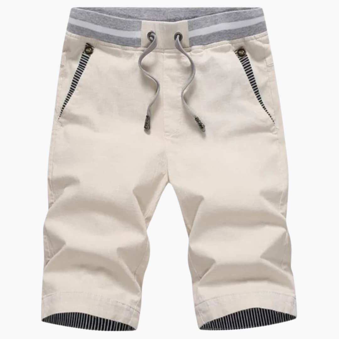 Men's Elastic Waist Shorts Turn-Up Hem