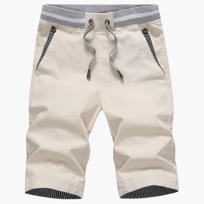 Men's Elastic Waist Shorts Turn-Up Hem