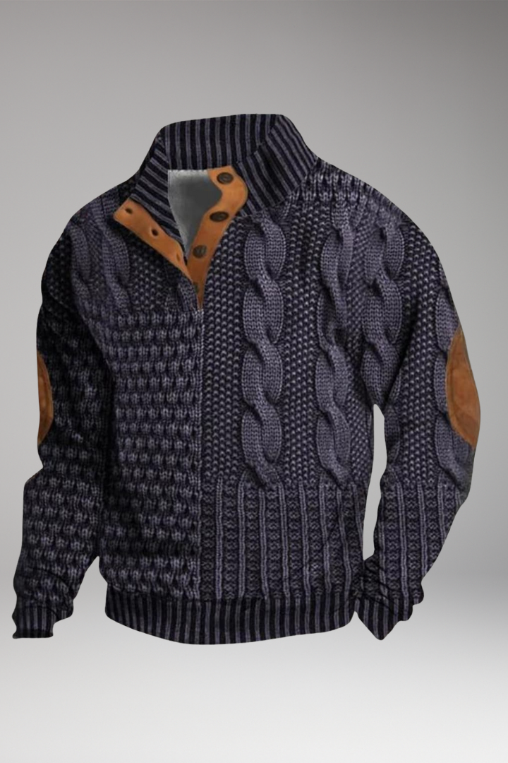 Men's Crew Neck Sweater Elbow Patches