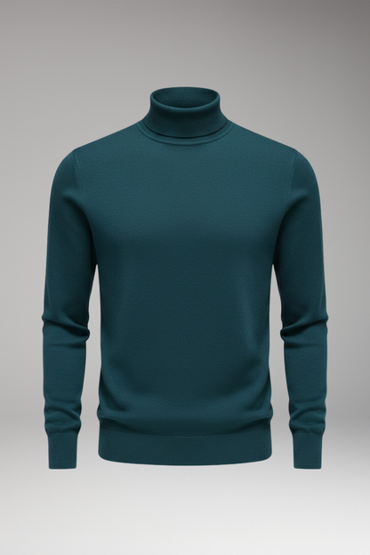 Men's High Neck Sweater Ribbed Trim