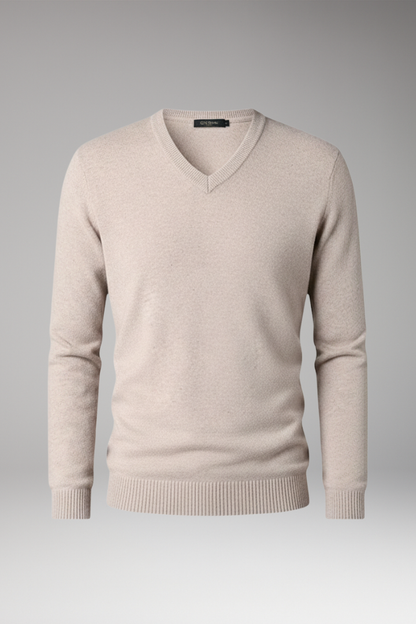 Men's V-Neck Sweater Ribbed Trim