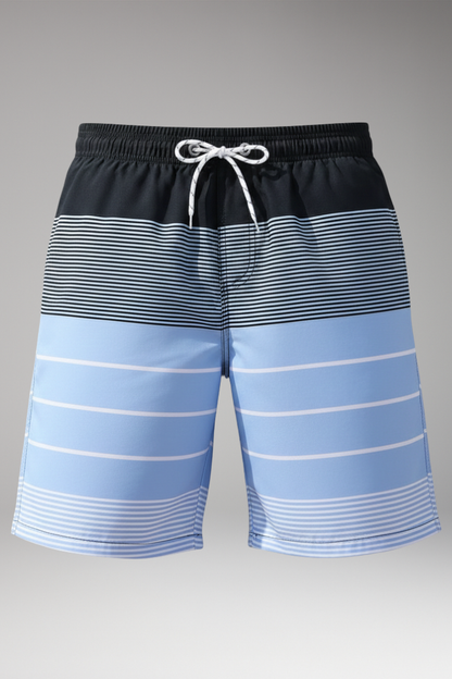 Men's Striped Swim Shorts Drawstring Waist
