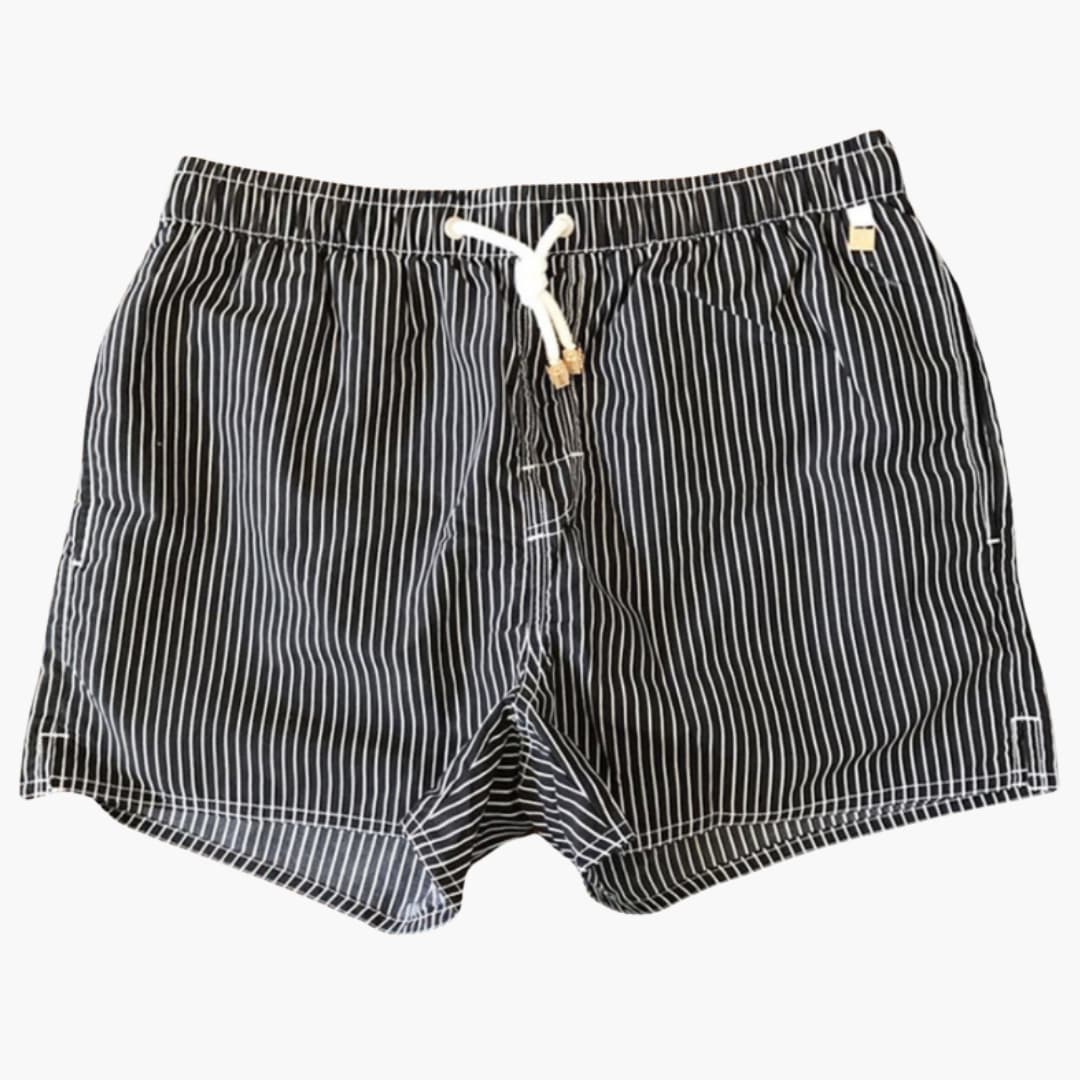 Men's Striped Swim Shorts Adjustable Drawstring