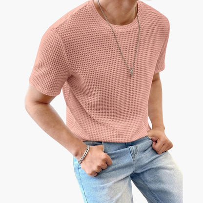 Men's Short Sleeve Crew Neck T-Shirt Textured