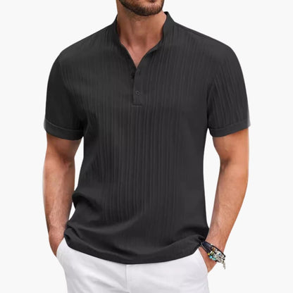 Men's Short Sleeve Henley T-Shirt Textured Stripe