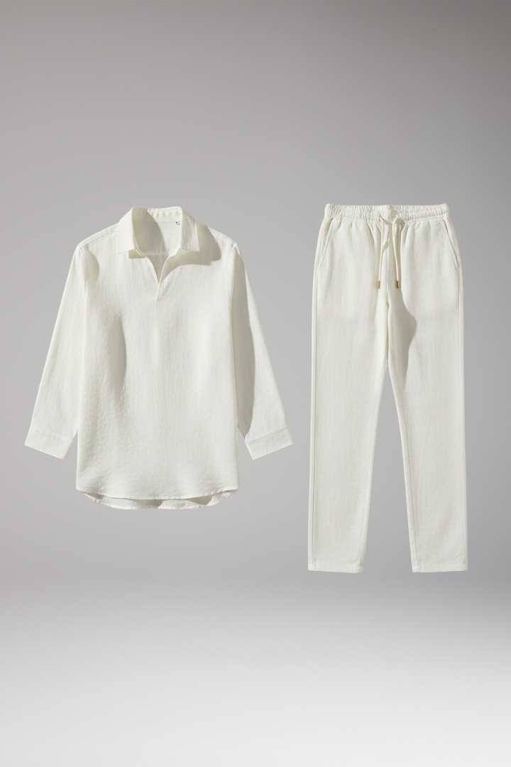 Men's Long Sleeve Shirt And Drawstring Pants Set