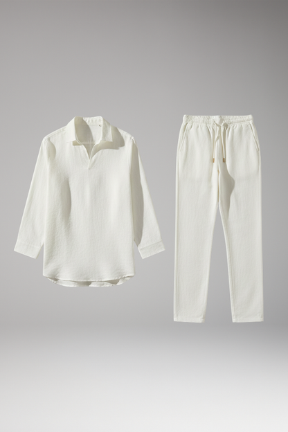 Men's Long Sleeve Shirt And Drawstring Pants Set
