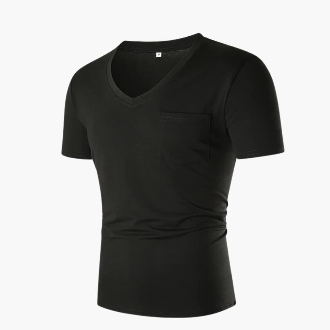 Men's V-Neck Short Sleeve T-Shirt with Pocket