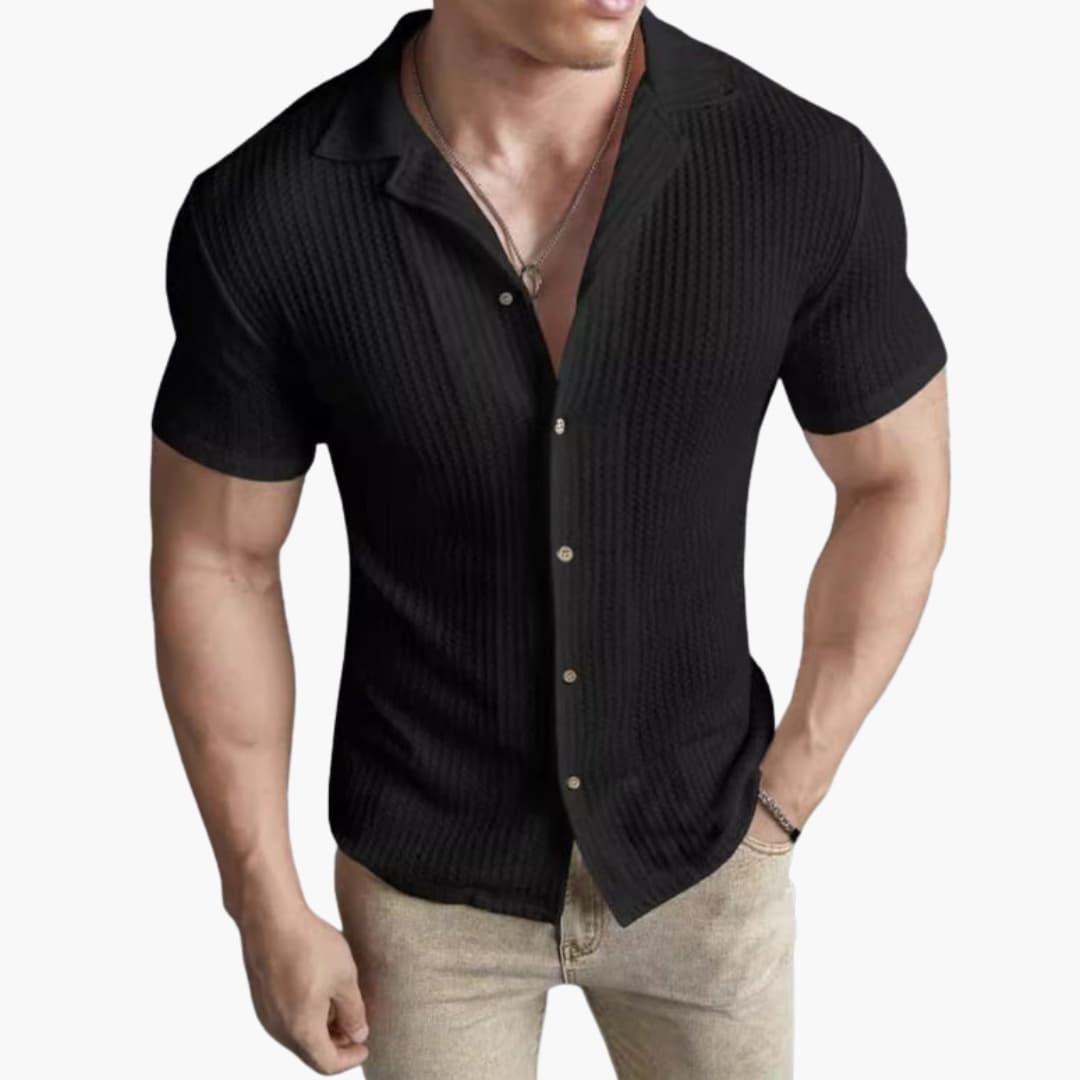 Men's Short Sleeve Crew Neck T-Shirt Waffle Knit