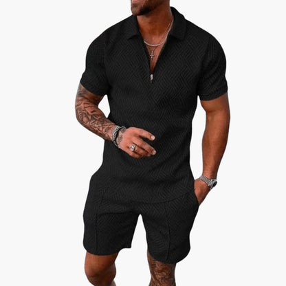 Men's Short Sleeve Polo Shirt and Shorts Set