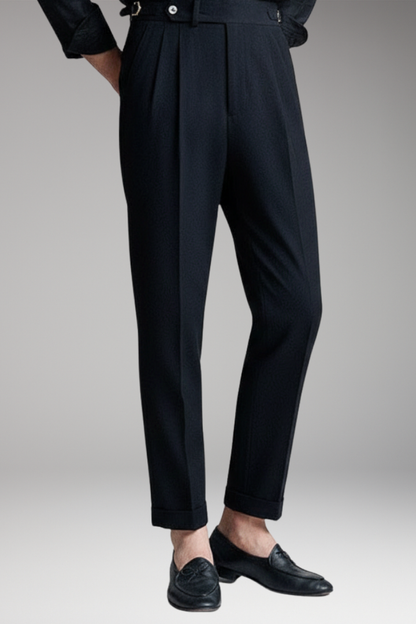 Men's High Waist Pleated Work Pants