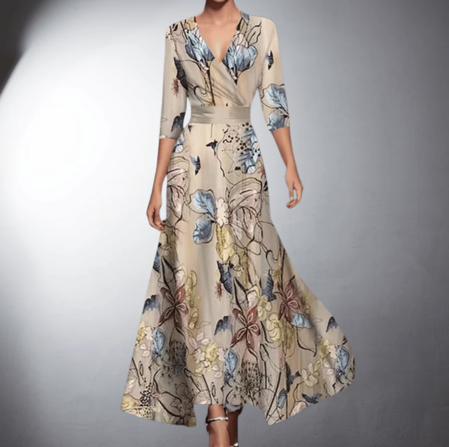 Women's Maxi Floral Wrap Cocktail Dress