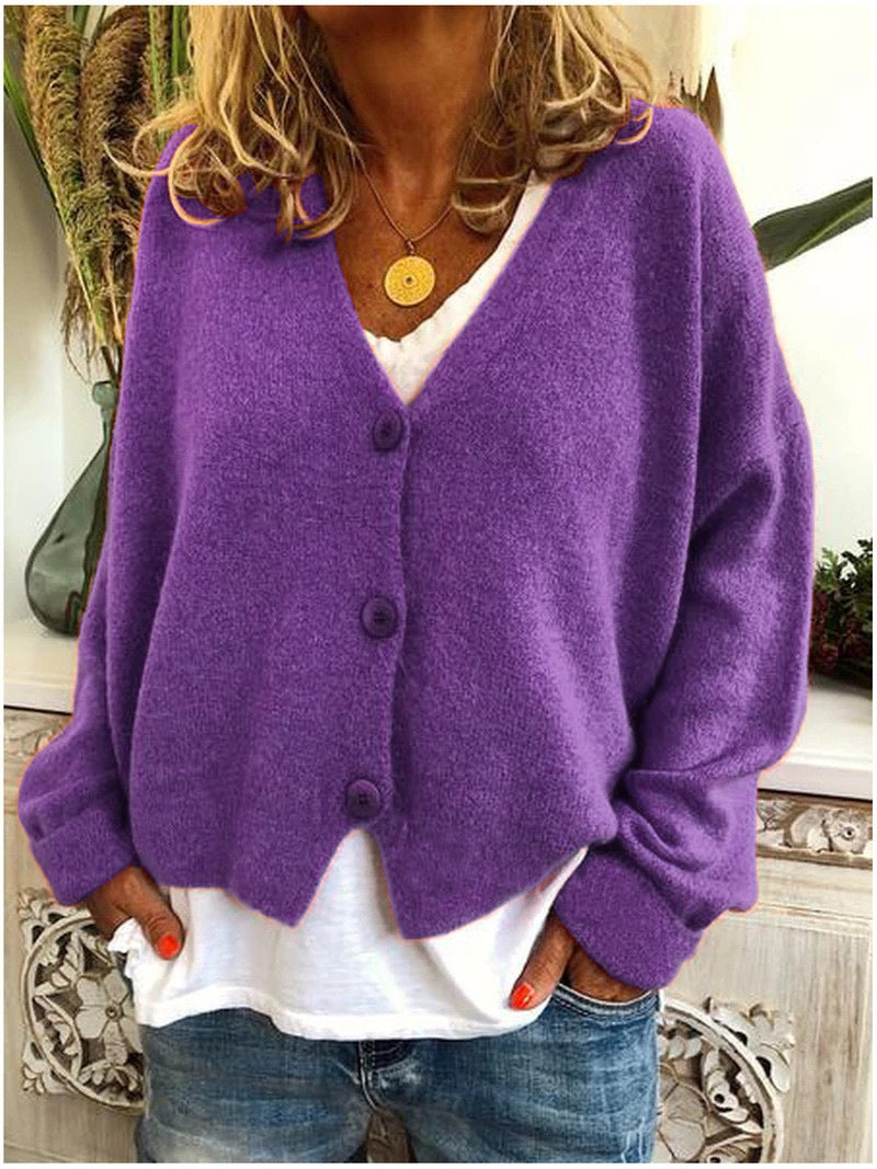 Women's V-Neck Cardigan Button Front Knit
