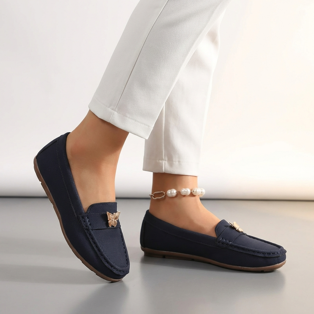 Men's Slip-On Loafers Embellished Leather Brown