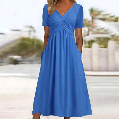 Elegant Women's Midi Dress Belly Cover