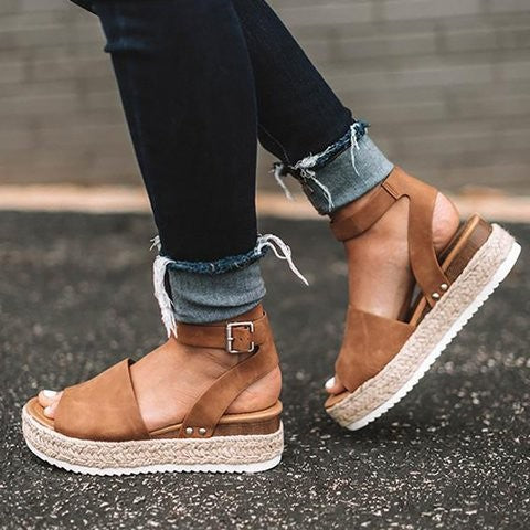 Women's Jute Wedge Sandals Platform Shoes