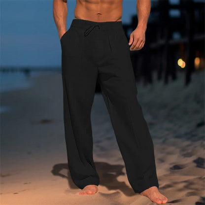 Linen Drawstring Trousers Relaxed Fit