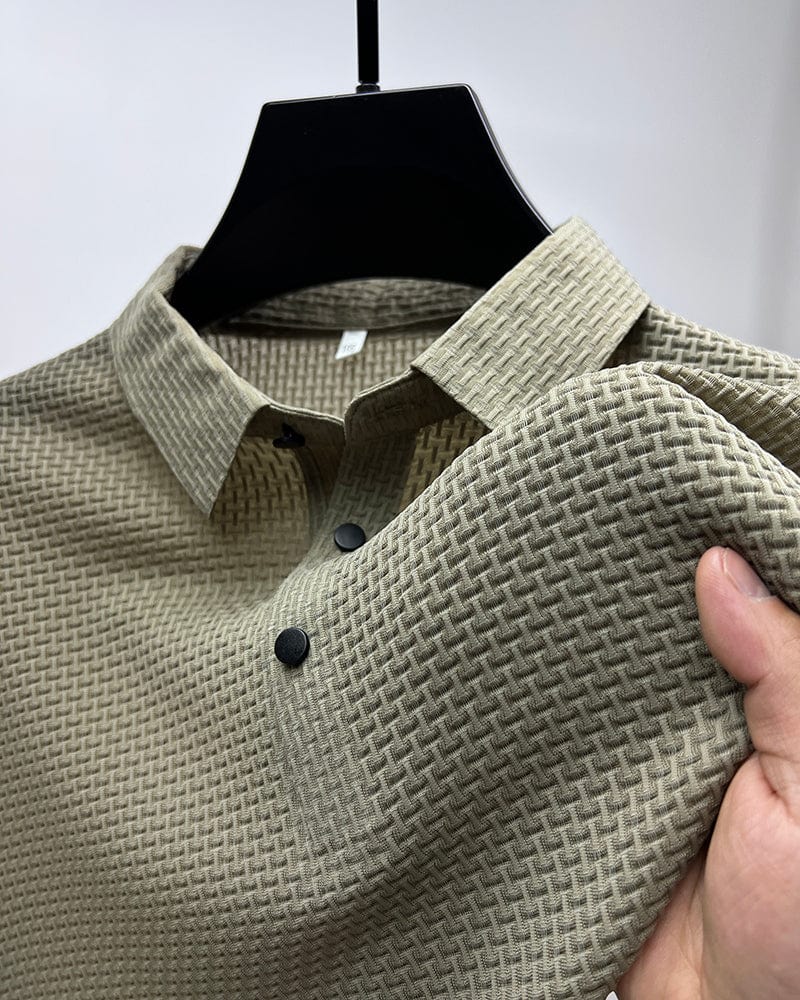 Men's Short Sleeve Polo Shirt Textured Design