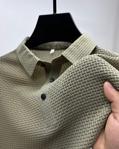 Men's Short Sleeve Polo Shirt Textured Design