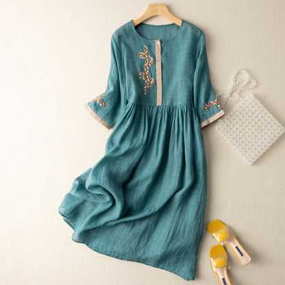 Women's Boho Midi Dress Long Sleeve
