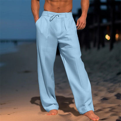Linen Drawstring Trousers Relaxed Fit