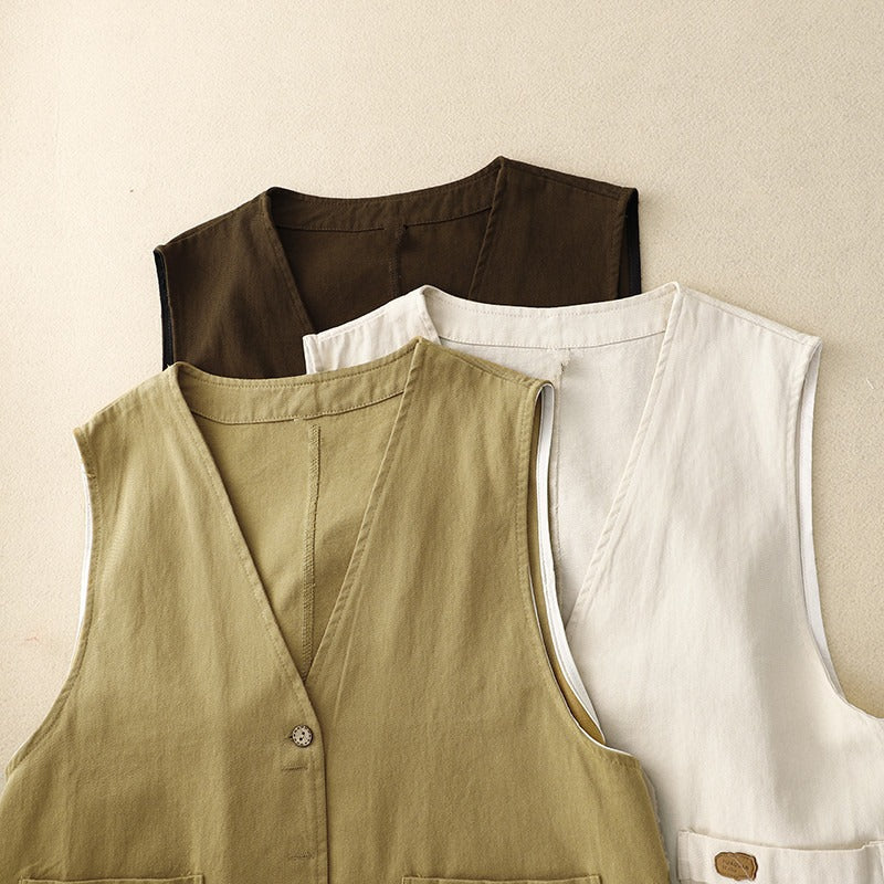 Women's Vest Button Down Patch Pockets