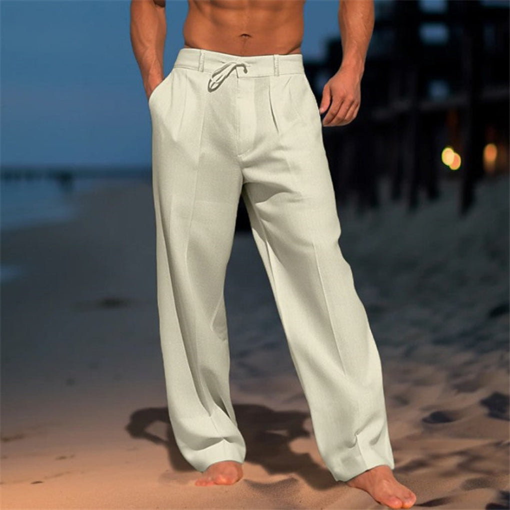 Linen Drawstring Trousers Relaxed Fit