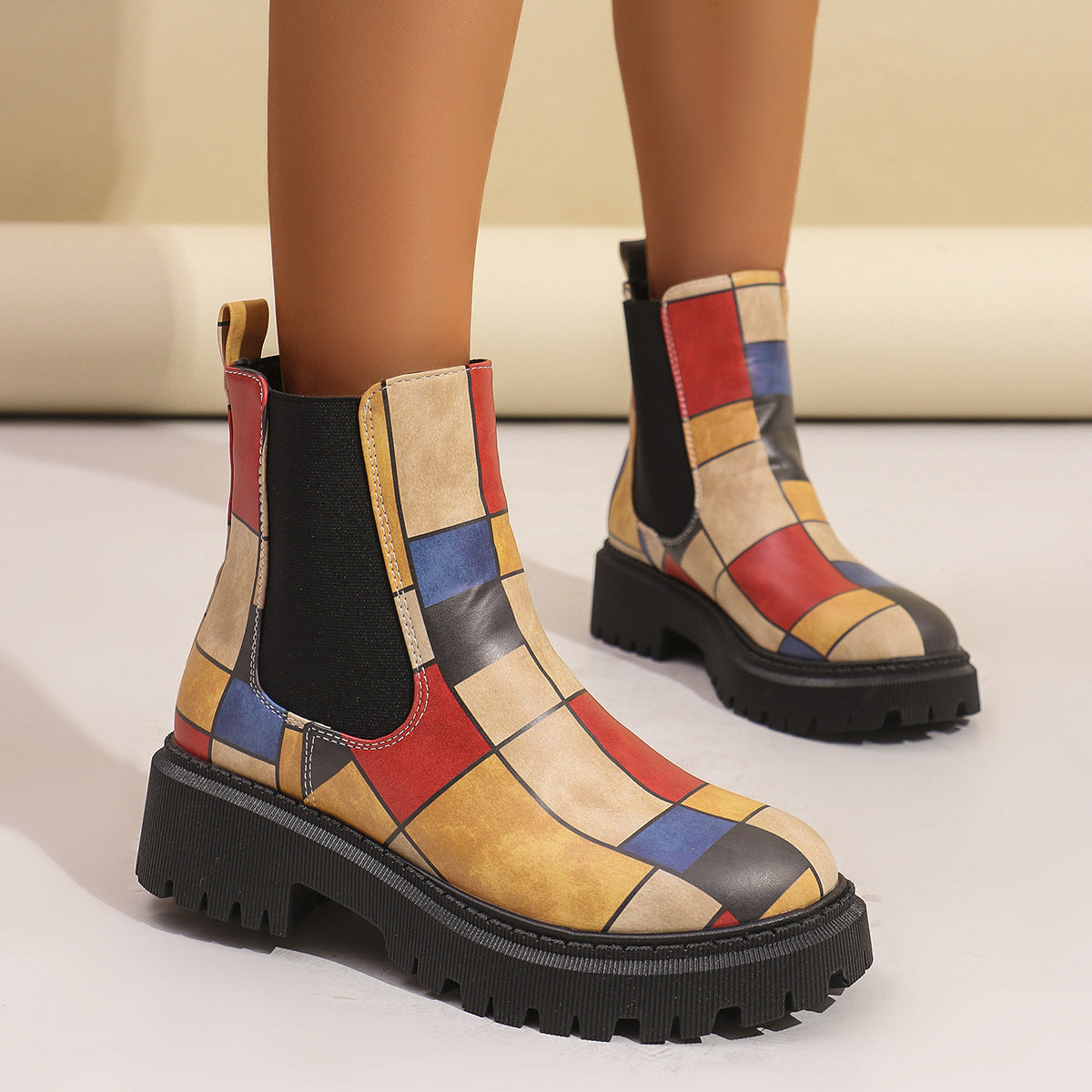 Allegra Women's Geometric Chelsea Boots