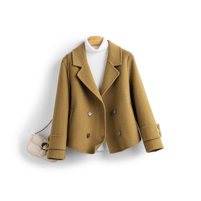 Womens Wool Cropped Olive Coat