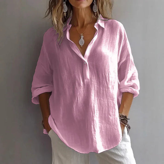 Relaxed Fit Linen Button Up Shirt