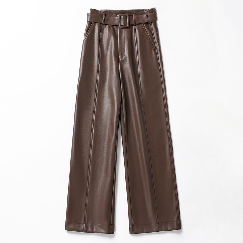 Women's Leather Belted Pants