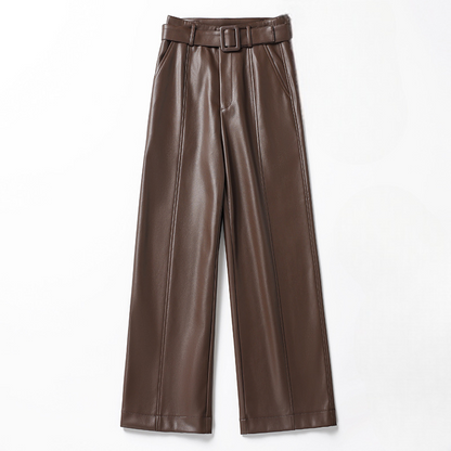 Women's Leather Belted Pants